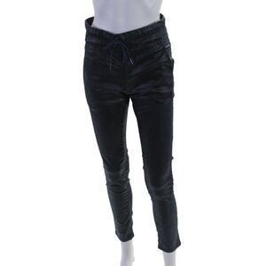 Flog Womens Cotton Drawstring Animal Print Textured Straight Pants Black Size 25